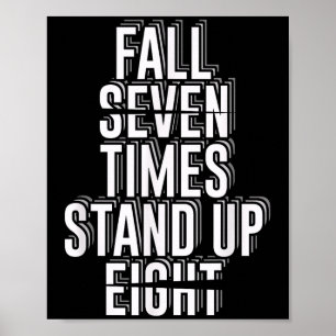 Poster Queda Sete Vezes Levanta Oito _ Quo Motivacional