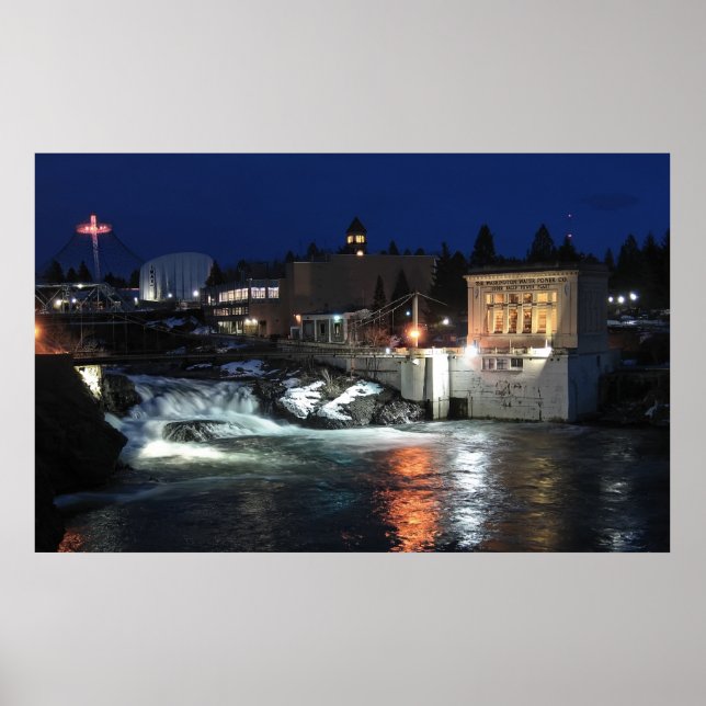 PÓSTER QUEDA SUPERIOR DO RIO SPOKANE (Frente)