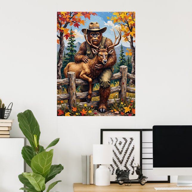 Poster Queda Vibrante: Sasquatch e Stag (Escritório em casa)