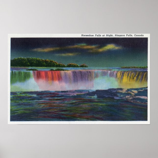 Póster Quedas americanas iluminadas à noite em Winte (Frente)