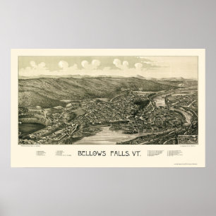 Póster Quedas dos foles, mapa panorâmico do VT - 1880