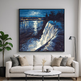 Poster Quedas Noturnas - Estilo de Ilustração Painterly N