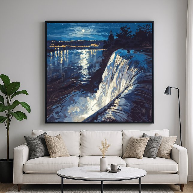 Poster Quedas Noturnas - Estilo de Ilustração Painterly N (Criador carregado)