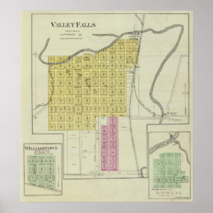Poster Quedas, Williamstown, e Lowell do vale, Kansas