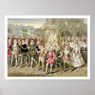 Póster Queen Elizabeth I in procession with her Courtiers