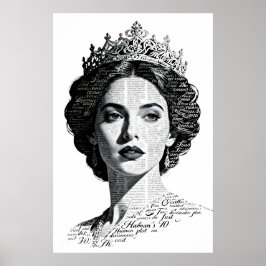 Poster Queen Esther Calligraphy Portrait - Vintage Script
