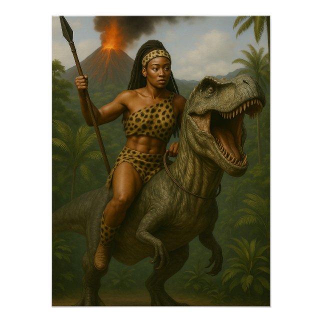 Póster Queen of the Wild – Amazon Warrior on Dinosaur (Frente)