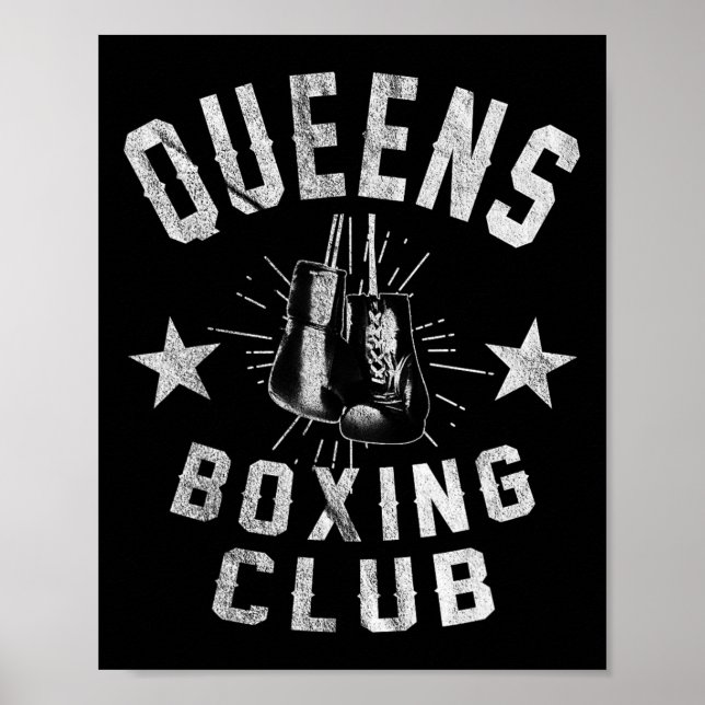 Poster Queens Boxing Club - Boxer em Vintage (Frente)