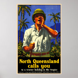 Poster Queensland Norte Chamando Vintage