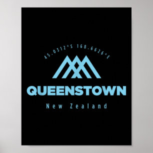 Poster Queenstown Mountain Vacing Nova Zelândia