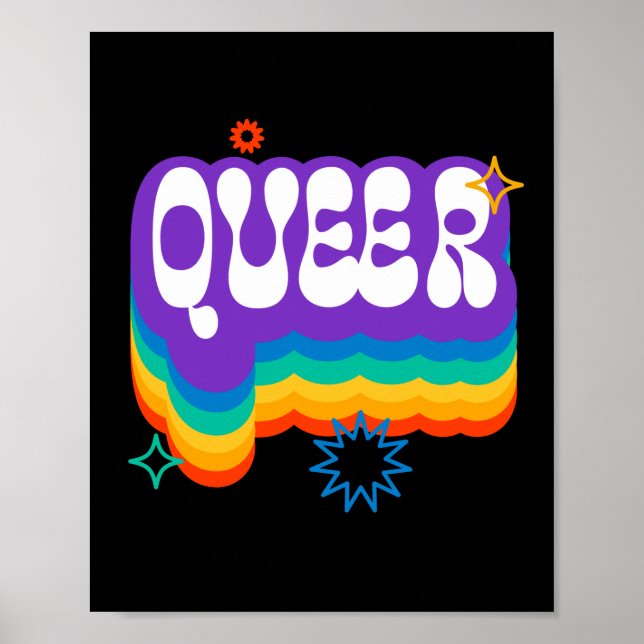 Poster Queer. LGBT+Orgulho. Arco-íris. (Frente)