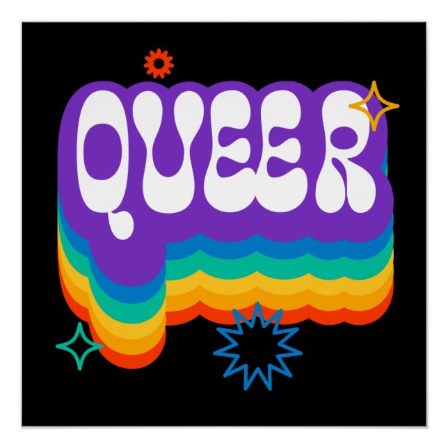 Póster Queer. LGBT+Orgulho. Arco-íris. Poster (Frente)