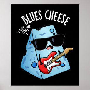 Poster Queijo Blues Piada de Comida Divertida Fundo Escur