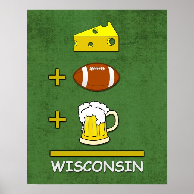 Póster Queijo Futebol Beer Wisconsin Engraçado Matemática (Frente)