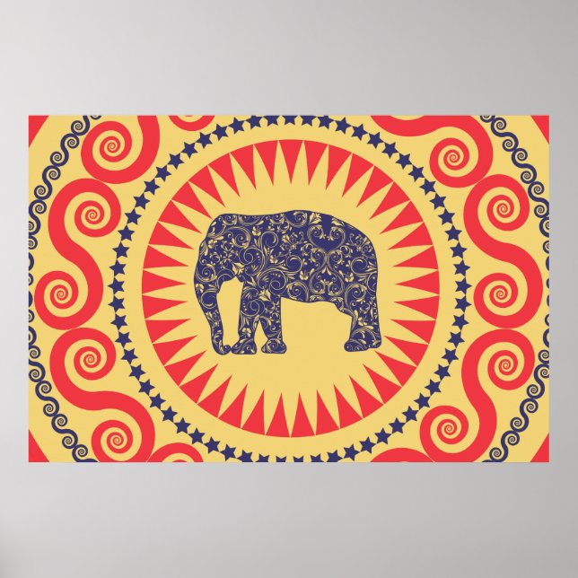 Poster Queimado do pré-disquete do elefante StellaRoot Da (Frente)