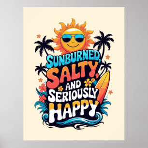 Poster Queimado pelo Sol, Salgado e Feliz – Vibrações Ret