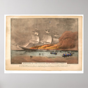 Póster Queimadura do navio de tosquiadeira "luz dourada"
