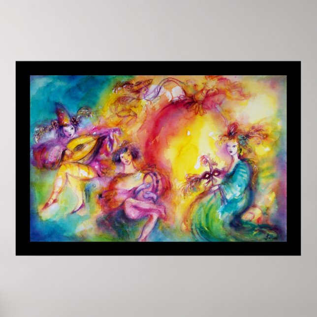 Póster QUEIMANDO A Dança Mascarada DE CARNIVAL/Veneza (Frente)