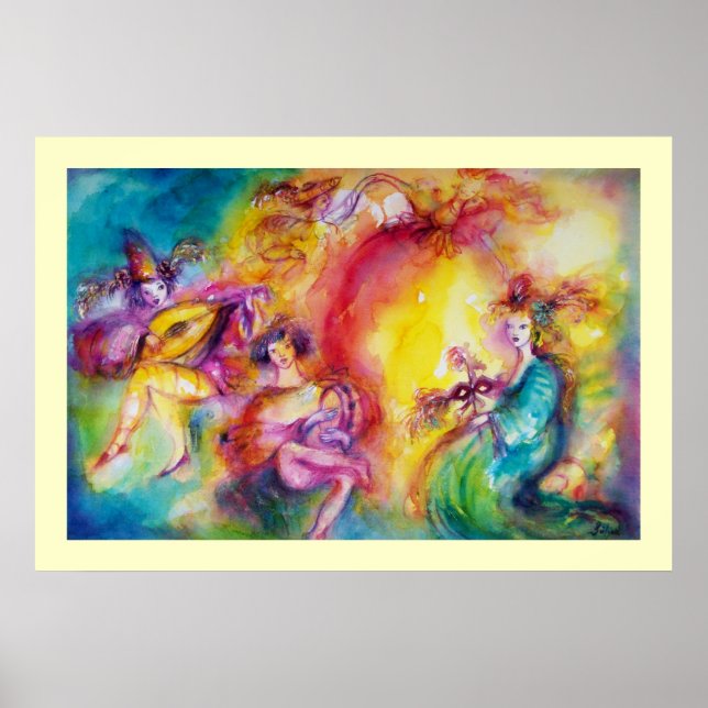 Póster QUEIMANDO A Dança Mascarada DE CARNIVAL/Veneza (Frente)