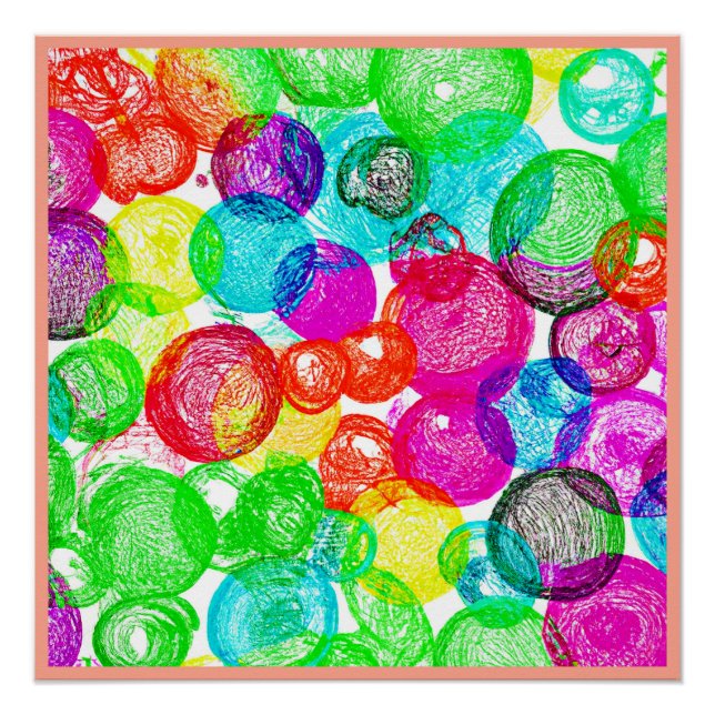 Póster Queimando com Padrão de Abstrato de Cor (Frente)