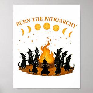 Poster Queimar O Patriarcado Gato Bruxa Engraçado Feminis