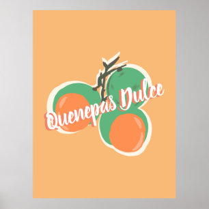 Poster Quenepas Limões Espanhóis Fruta Desenhada à Mão
