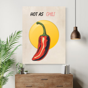 Poster Quente como Cozinha Retro Engraçada