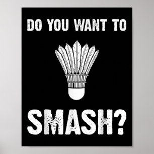 Poster Quer Esmagar um Volante de Badminton Divertido