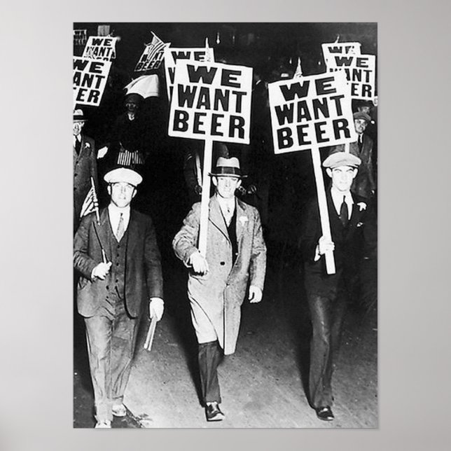 Poster Queremos Cerveja Protestando Fotografia Velha. Vin (Frente)