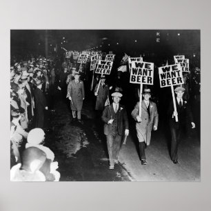Póster Queremos Cerveja! Protesto de Proibição, Vintage 1