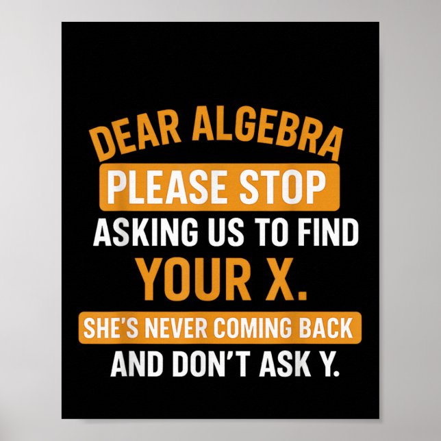 Poster Querida Álgebra Pare de Me Pedir Para Encontrar Se (Frente)