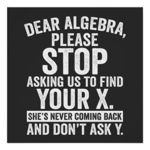 Póster Querida Álgebra, Pare De Nos Pedir Para Encontrar 