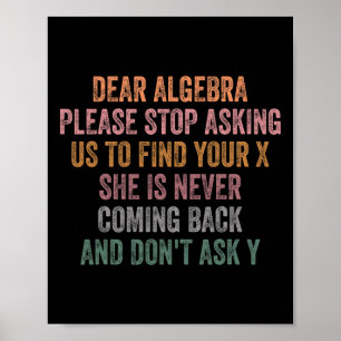 Poster Querida Álgebra Piada Sarcástica Frase Escolar Par