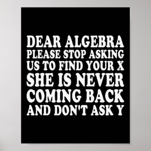 Poster Querida Álgebra Piada Sarcástica Frase Escolar Par