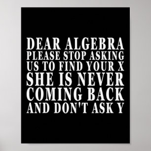 Poster Querida Álgebra Por Favor Pare De Nos Pedir Para E