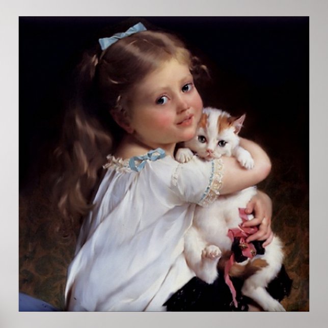 Póster Querida garotinha e seu Kitten (Frente)