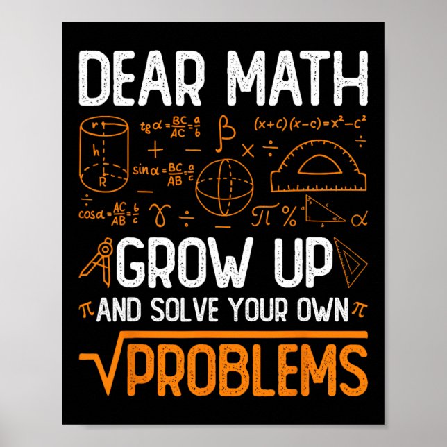 Poster Querida Matemática Cresce E Resolve Seus Próprios  (Frente)