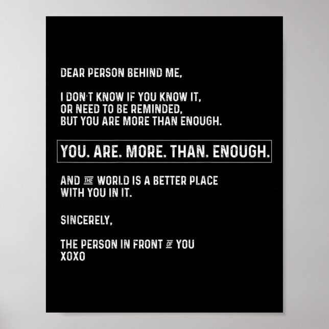 Poster Querida Pessoa Atrás De Mim Você É Mais Do Que O S (Frente)
