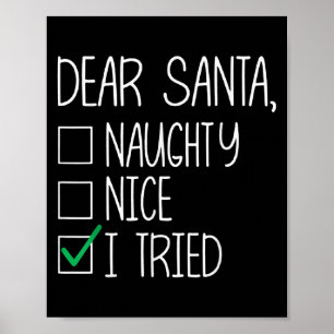 Poster Querido Papai Noel Bonito Travesso Eu Tentei Lista