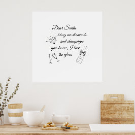 Poster Querido Papai Noel Linha de Arte Champanhe e Diama