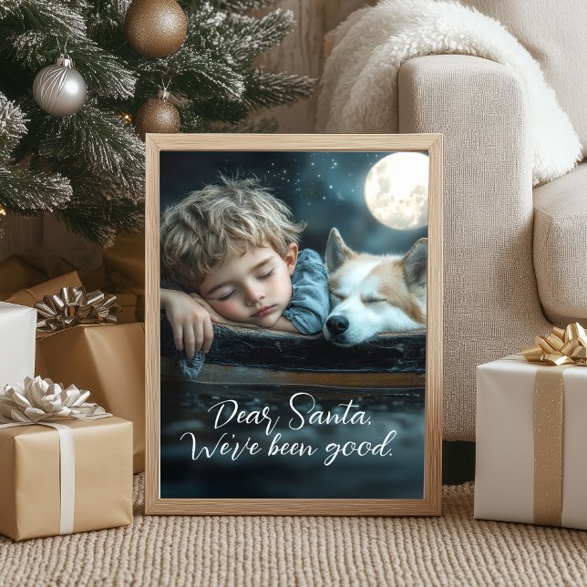 Poster Querido Papai Noel Nós Fomos Boas Foto de Férias c (Personalize your holiday decor this year!)