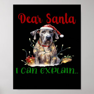 Poster Querido Papai Noel Posso Explicar Great Dane T-Shi