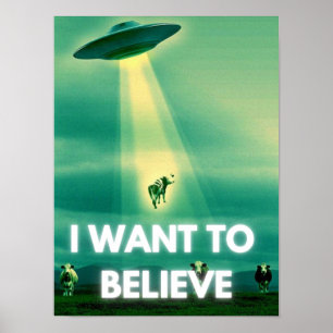 Poster Quero Acreditar, Retro De Filme 90, OVNI Alienígen