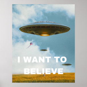 Poster Quero Acreditar, Retro De Filme 90, OVNI Alienígen
