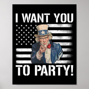 Poster Quero Que Festejas O Tio Sam Engraçado 4 De Julho
