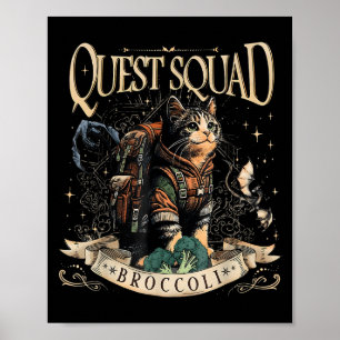 Poster Quest Fantasy Squad Broccoli Kitten Engraçado Cat