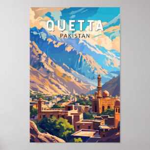 Poster Quetta Pakistan Viagem Art Vintage