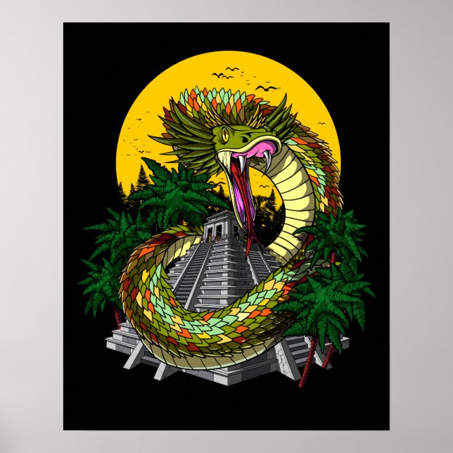 Poster Quetzalcoatl Aztec Cobra Deus (Frente)