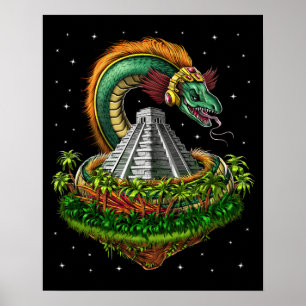 Poster Quetzalcoatl Aztec Feathered - Deus Serpente