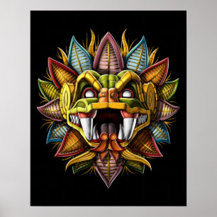 Poster Quetzalcoatl Aztec Feathered - Deus Serpente